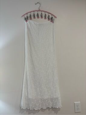 SHEIN White Floral Textured Maxi Skirt